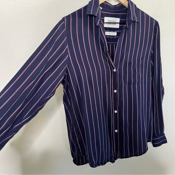 Grayson Hero Button Down Blue Stripe Flannel Womens Size 2 / US S - Picture 3 of 7